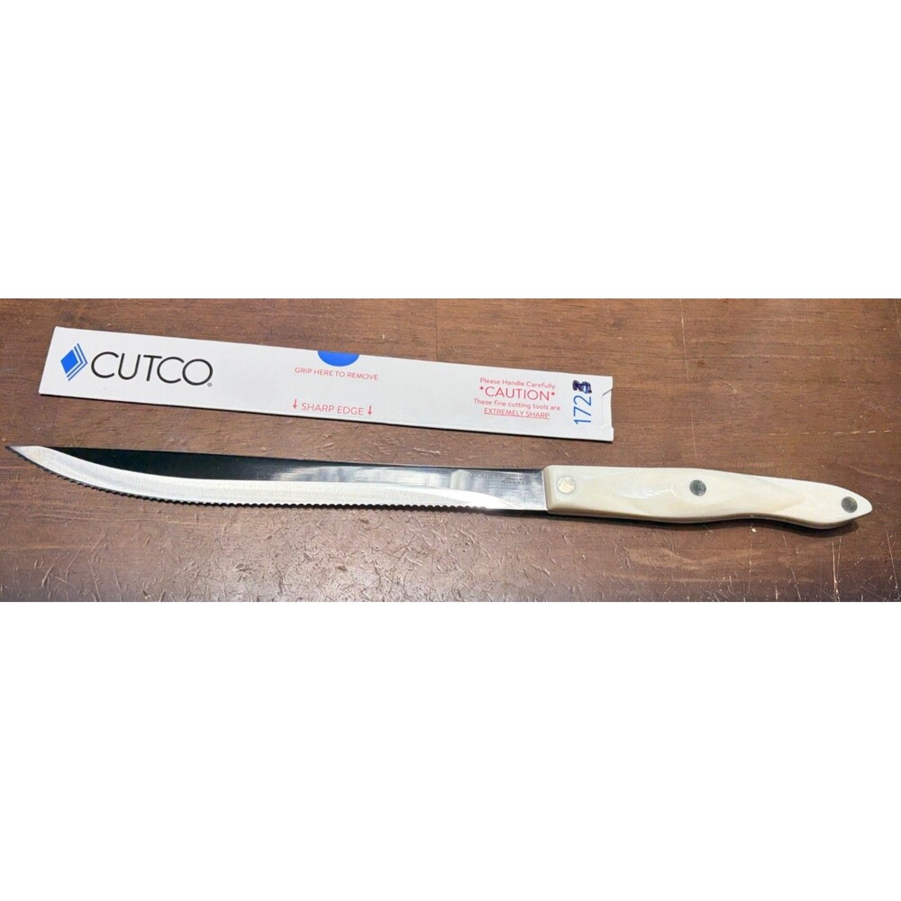 CUTCO USA 1723 9" Serrated Edge Carving Knife w/Pearl White Handle USA